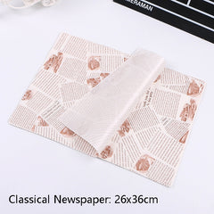 100 Sheets / Pack Cake Greaseproof Paper Baking Packaging Plate Paper Hamburger Paper, Colour: Classical Newspaper, Classical Newspaper, Color Pastry, Orange Tower, White English, Coffee English, Wheat English, Pure White, Thick Kraft Paper, Gray Tower...