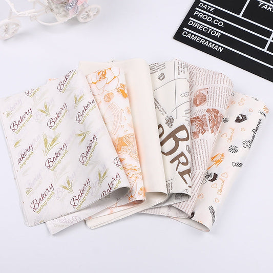 100 Sheets / Pack Cake Greaseproof Paper Baking Packaging Plate Paper Hamburger Paper, Colour: Classical Newspaper, Classical Newspaper, Color Pastry, Orange Tower, White English, Coffee English, Wheat English, Pure White, Thick Kraft Paper, Gray Tower...