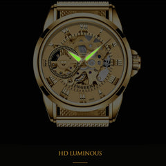 FNGEEN 0020 Men And Women Automatic Mechanical Watch Double-sided Hollow Business Watch, Steel Belt Full Gold Golden Surface, Steel Belt Full Gold White Surface, Steel Belt Full Gold Black Surface, Steel Strip White Steel Black Surface�����������������...