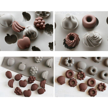 Silicone Cake Mold 25 Grid Fudge Hard Candy Silicone Biscuit Mold, Fruit, Donuts