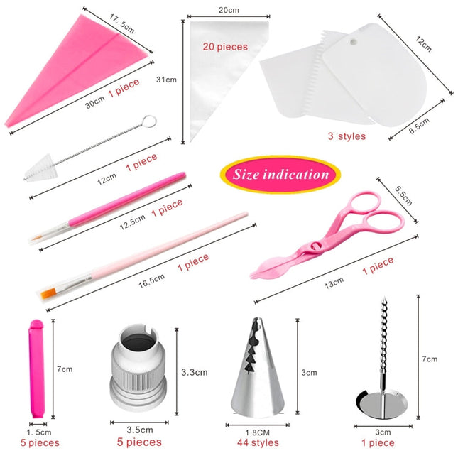 83 in 1  Cake Decorating Mouth Baking Tool Set Icing And Pastry Coloring Utensils, 83 PCS/Set