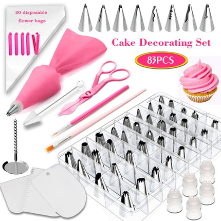 83 in 1  Cake Decorating Mouth Baking Tool Set Icing And Pastry Coloring Utensils, 83 PCS/Set
