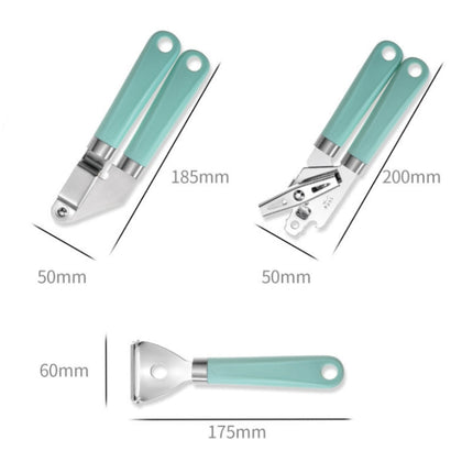 9 in 1 Plastic Handle Stainless Steel Kitchen Utensils Household Gadget Set, Cyan, Black
