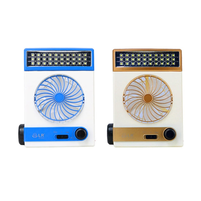 Four-In-One Solar Fan With Lamp Flashlight Function,CN Plug, Golden, Blue