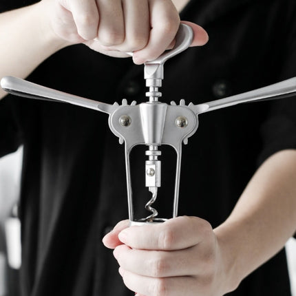 Kitchen Multifunctional Manual Wine Zinc Alloy Bottle Opener, Zinc Alloy Silver