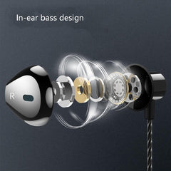 F12 Elbow Earbud Headset Wire Control With Wheat Mobile Phone Headset, 3.5mm Jack (Black)