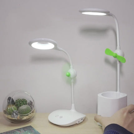 WS-8010 LED Fan Desk Lamp Bedside Desk USB Folding Desk Lamp, Water Drop, Ring, Pen Holder White Fan Blade, Pen Holder Yellow Fan Blade, Pen Holder Blue Fan Blade, Pen Holder Green  Fan Blade