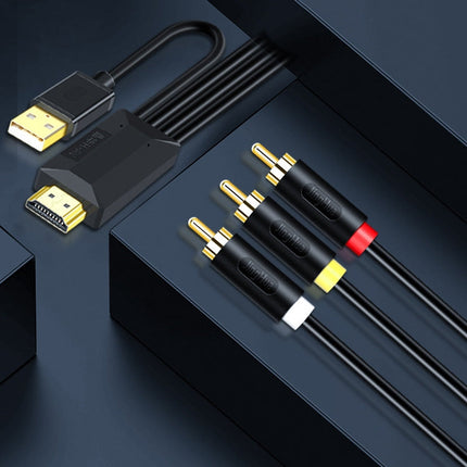 JingHua HDMI-3RCA HDMI To 3RCA Conversion Cable Set-Top TV Projector AV Lotus Converter Cable, 1m, 2m, 3m, 5m