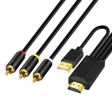 JingHua HDMI-3RCA HDMI To 3RCA Conversion Cable Set-Top TV Projector AV Lotus Converter Cable, 1m, 2m, 3m, 5m