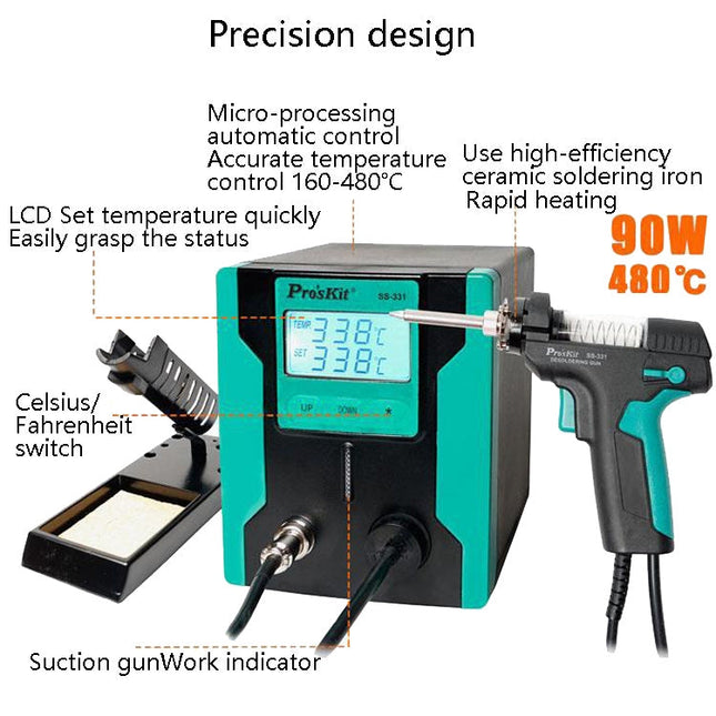 ProsKit SS-331H Electric Heat Tin Suction Device Fully Automatic Suction Pump Desoldering Machine