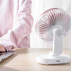 D77 Desktop Automatic Shaking hHead Fan Mute Portable Home Office Dormitory USB Fan, Ivory, Rose Pink