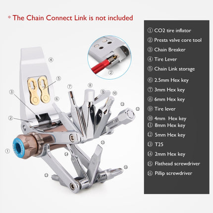 CXWXC 16 In 1 Bicycle Repair Combination Tool Multifunctional Mountain Bike Repair Tool, CXWXC 16 In 1