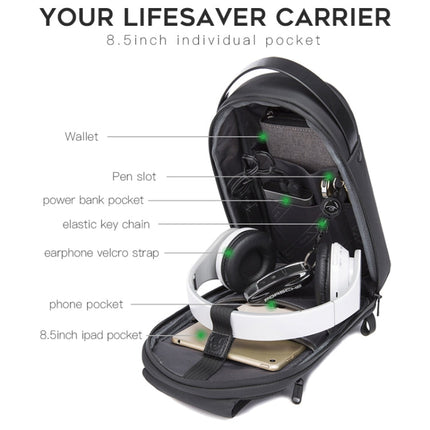 BANGE BG-7256 Men Chest Bag Waterproof EVA Hard Shell Messenger Bag