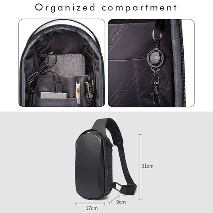 BANGE BG-7256 Men Chest Bag Waterproof EVA Hard Shell Messenger Bag
