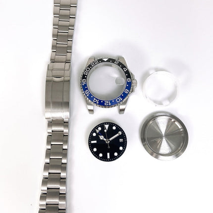 For ETA2836/Pearl 3804 Movement 867 GMT Watch Accessories 40MM Stainless Steel Case, Blue Red, Black Blue, Black Red, Black