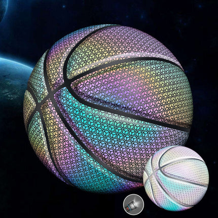 MILACHIC Number 7 Holographic Reflective Basketball Visible at Night Rainbow Star Basketball