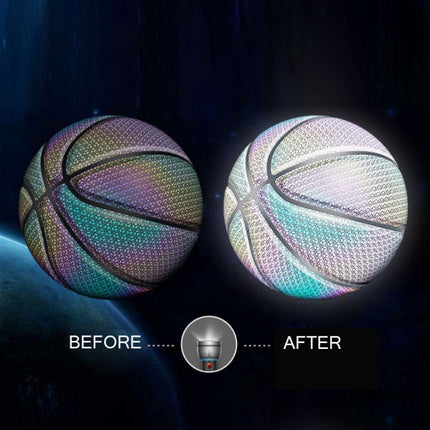 MILACHIC Number 7 Holographic Reflective Basketball Visible at Night Rainbow Star Basketball