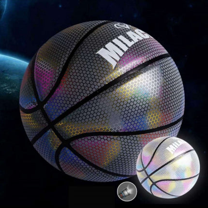 MILACHIC Number 7 Holographic Reflective Basketball Visible at Night Rainbow Star Basketball