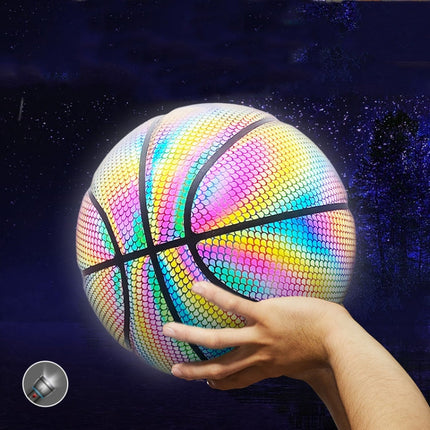 MILACHIC Number 7 Holographic Reflective Basketball Visible at Night Rainbow Star Basketball