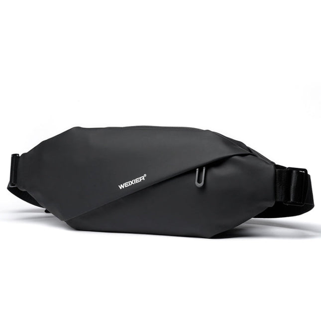 WEIXIER 8641 Men Running Waterproof Waist Bag Multifunctional Chest Bag Sports Leisure One-Shoulder Bag, Black, Dark Gray