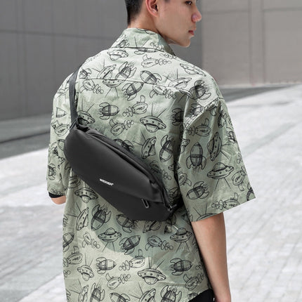 WEIXIER 8641 Men Running Waterproof Waist Bag Multifunctional Chest Bag Sports Leisure One-Shoulder Bag, Black, Dark Gray