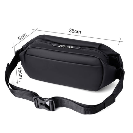 WEIXIER 8641 Men Running Waterproof Waist Bag Multifunctional Chest Bag Sports Leisure One-Shoulder Bag, Black, Dark Gray