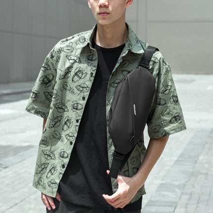 WEIXIER 8641 Men Running Waterproof Waist Bag Multifunctional Chest Bag Sports Leisure One-Shoulder Bag, Black, Dark Gray