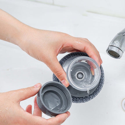 Multifunctional Push-Type Cleaning Brush Kitchen Detergent Automatic Liquid Addition Dishwashing Brush, Steel Ball Pot Brush, PET Pot Brush