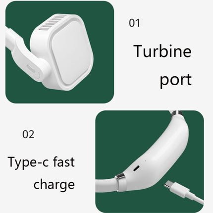 G2 Hanging Neck Leafless Fan Outdoor Student Sports Mini USB Silent Fan, 2000MAH Night Green, 4000MAH Girl Powder