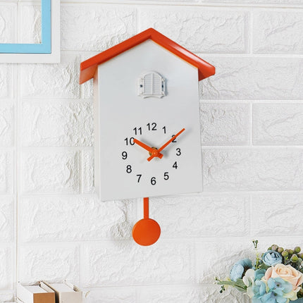 T60 Cuckoo Clock The Bird Reports On The Hour Clock, White, Green, Blue, Gray Top, Orange Top
