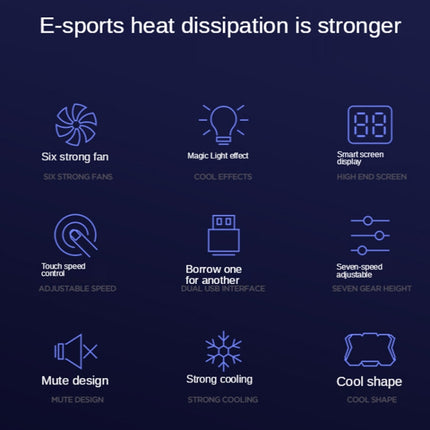 COOLCOLD RGB Notebook Radiator Six Fan Adjustable Laptop Cooling Base, 5V Speed  Colorful Version, 5V Touch 12 Symphony Version