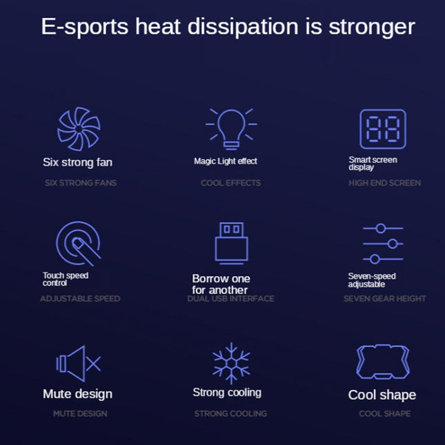 COOLCOLD RGB Notebook Radiator Six Fan Adjustable Laptop Cooling Base, 5V Speed  Colorful Version, 5V Touch 12 Symphony Version