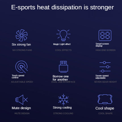 COOLCOLD RGB Notebook Radiator Six Fan Adjustable Laptop Cooling Base, 5V Speed  Colorful Version, 5V Touch 12 Symphony Version