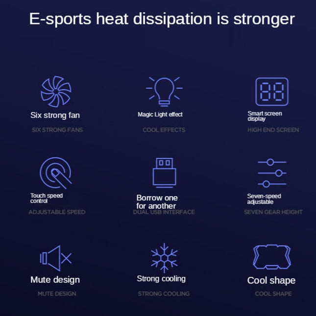 COOLCOLD RGB Notebook Radiator Six Fan Adjustable Laptop Cooling Base, 5V Speed  Colorful Version, 5V Touch 12 Symphony Version