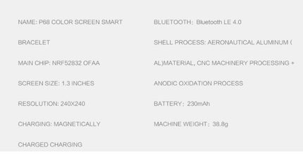 P68 Smart Watches Heart Rate Monitor Blood Pressure Activity Tracker for Xiaomi Band 3 Huawei Color Band 2