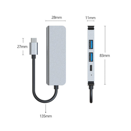 BYL-2011 4 In 1 USB-C / Type-C To 4K HDMI + USB 3.0 + USB 2.0 + PD USB-C / Type-C Charging Ports Multifunctional HUB Docking Station, 4 In 1