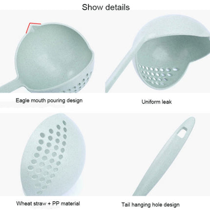 Wheat straw soup spoon colander two-in-one environmental tableware hot pot dual-use spoon Colanders Strainers, Nordic pink, Nordic green, Nordic blue, Nordic Beige