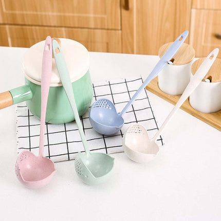 Wheat straw soup spoon colander two-in-one environmental tableware hot pot dual-use spoon Colanders Strainers, Nordic pink, Nordic green, Nordic blue, Nordic Beige