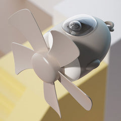 MF023 Airplane Night Light Ceiling Fan Household USB Remote Control Fan, Blue, White