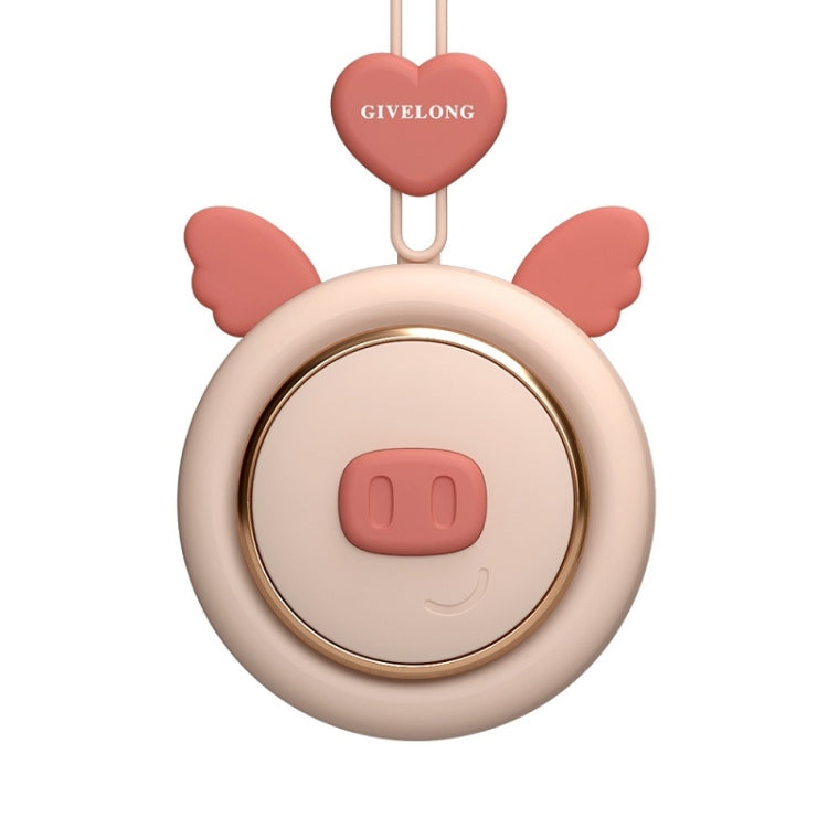 GIVELONG Hanging Neck Mini Rechargeable USB Fan Children Portable Leafless Fan, Piglet (Pink), Piglet (Blue), Piglet (Purple), Piglet (Green), Calf (Pink), Calf (Blue), Calf (Purple), Calf (Green), Rabbit (Pink), Rabbit (Blue), Rabbit (Purple)���������...