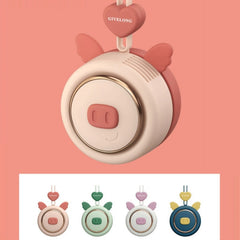 GIVELONG Hanging Neck Mini Rechargeable USB Fan Children Portable Leafless Fan, Piglet (Pink), Piglet (Blue), Piglet (Purple), Piglet (Green), Calf (Pink), Calf (Blue), Calf (Purple), Calf (Green), Rabbit (Pink), Rabbit (Blue), Rabbit (Purple)���������...