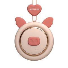 GIVELONG Hanging Neck Mini Rechargeable USB Fan Children Portable Leafless Fan, Piglet (Pink), Piglet (Blue), Piglet (Purple), Piglet (Green), Calf (Pink), Calf (Blue), Calf (Purple), Calf (Green), Rabbit (Pink), Rabbit (Blue), Rabbit (Purple)���������...