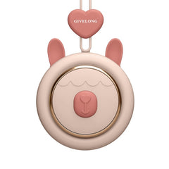 GIVELONG Hanging Neck Mini Rechargeable USB Fan Children Portable Leafless Fan, Piglet (Pink), Piglet (Blue), Piglet (Purple), Piglet (Green), Calf (Pink), Calf (Blue), Calf (Purple), Calf (Green), Rabbit (Pink), Rabbit (Blue), Rabbit (Purple)���������...
