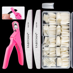 FABIYAN Nail Brush Nail Piece Set Nail Art Polishing Supplies Set, Natural Semi-sticked Small Set, Transparent Semi-sticked Small Set, Natural Full-sticked Small Set, Transparent Full-sticked Small Set, Natural Small Set, Transparent Small Set���������...