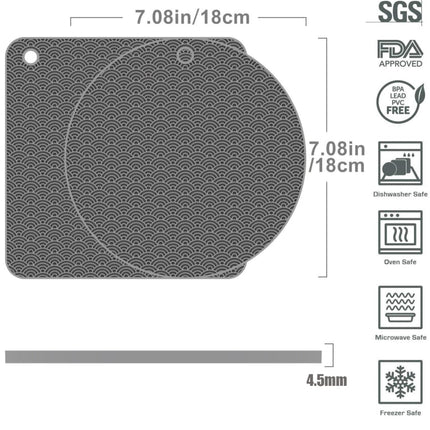 Geometry Kitchen Silicone Pot Holder Heat Insulation Pad Round(Black), Square(Gray), Round(Gray), Square(Black), Round(Black)