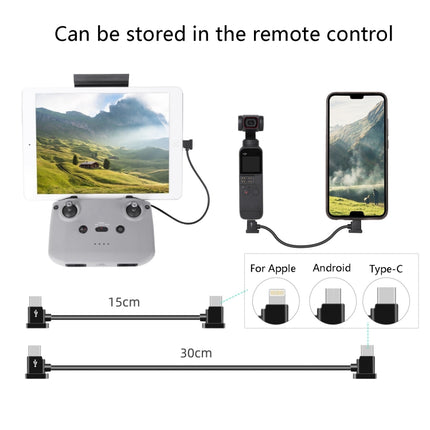 Sunnylife TY-X9304 Suitable For DJI Mavic Air 2S / DJI FPV Flight Glasses V2 / Mavic Mini2 / Osmo Pocket 2 Mobile Phone Tablet Cable, 15cm Type-C to 8 Pin Cable, 15cm Type-C to Micro USB  Cable, 15cm Type-C to Type-C Cable, 30cm Type-C to 8 Pin Cable  ...