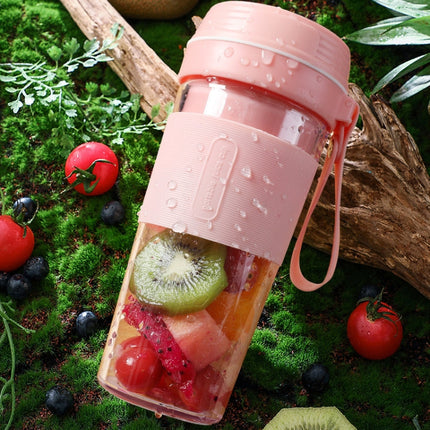 FS1300 Mini Juicer Home Portable Cooking Machine Student Juice Cup Juicer, Cherry Blossom Double Blade, Gem Blue Four Blade, Cherry Blossom Four  Blade