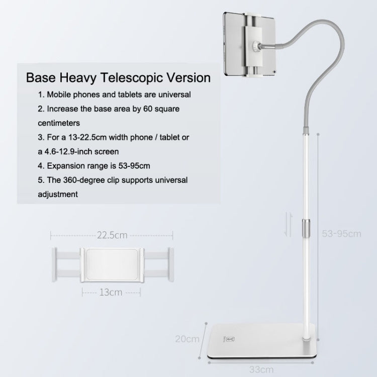 SSKY L6 Bedside Sofa Live Landing Phone Tablet Computer Bracket, Style:, L6 Base Heavy Telescopic Version (White), L6 Phone Version (White), L6 Phone Version (Black), L6 Base Heavy Version (White), L6 Base Heavy Version (Black)