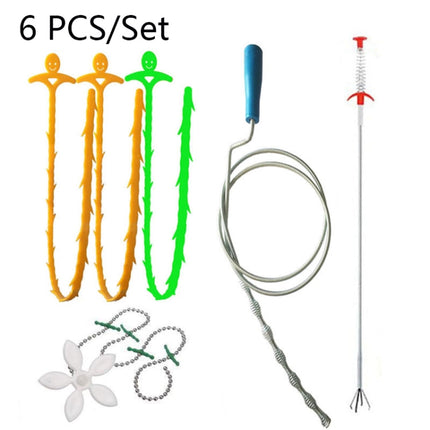 Kitchen Pipe Dredge Hook Sewer Toilet Anti-Blocking Sink Dredge Kit, Style:, 6 PCS/Set-1M, 6 PCS/Set-1.5M, 6 PCS/Set-3, 6 PCS/Set-4