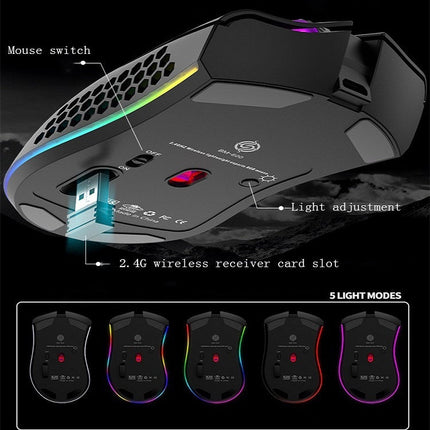 K-Snake BM600 1600 DPI 7-keys Hollow Lightweight Wireless Charging RGB Colorful Gaming Mouse